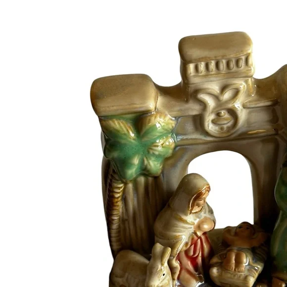 NATIVITY SCENE HOLY FAMILY CERAMIC HIGH GLOSS CHRISTMAS DECOR - Picture 2 of 10